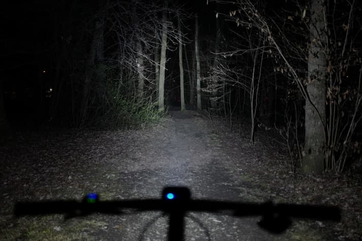   Level 2, 1700 lumens: The immediate ground and further route are sufficiently brightly illuminated for safe off-road cycling even at sporty speeds.