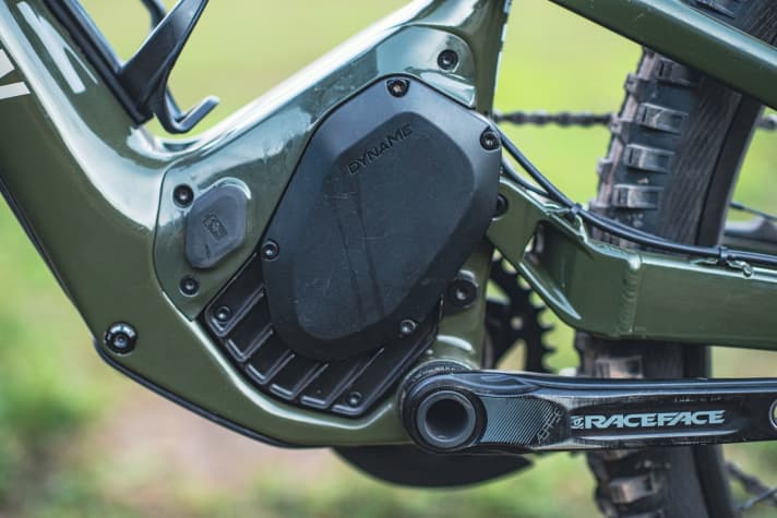   Rocky Mountain's Dyname e-bike motor is large, but gives a powerful push.