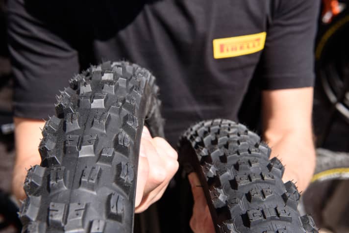   As an all-rounder, the Scorpion M (left) is intended to provide traction on the front wheel in particular. The Scorpion R is the ideal complement for the rear.