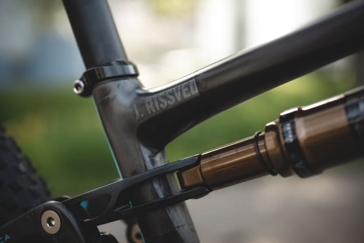 The name is already immortalised in relief on the top tube during production of the Exie in the USA.