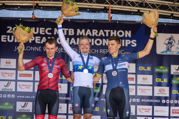   Victorious on the Czech course: Rabensteiner (ITA), Lukasik (POL) and Kulhavy (CZE).