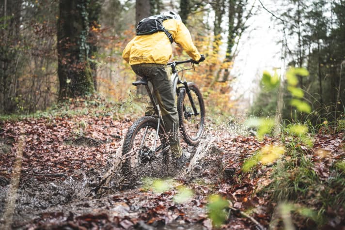 Egal, ob in flüssiger Form, als Schnee oder Schlamm – Feuchtigkeit kann der abgekapselten Getriebe-Nabe am Idworx nichts anhaben.  