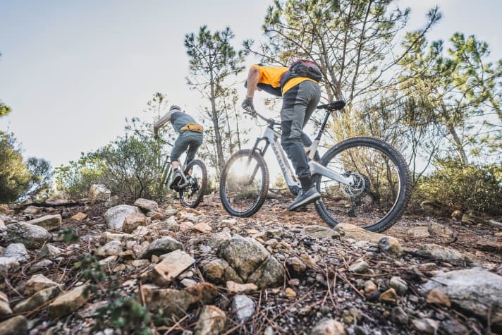 With high peak power and a small battery, the perceived range is quite short, especially with powerful motorised light e-bikes such as the Forestal. On the other hand, really nasty uphills are also possible.