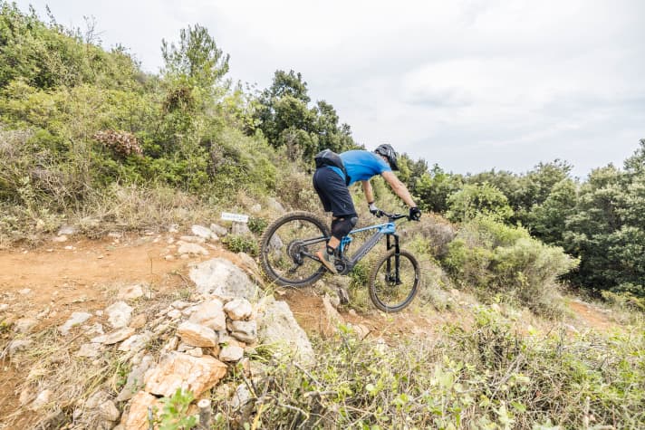 Prepare to land: The upper body moves back to the centre position. Arms and legs are ready to absorb the impact.