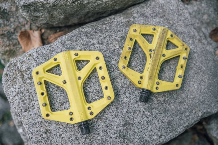 Like new: After a quick wash, plastic pedals look as good as new.