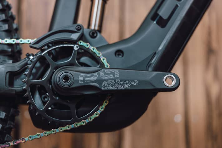 Cube Stereo Hybrid 160 SLT 750 with Rainbow chain, E-Thirteen cranks and Bosch CX motor