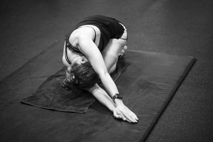 Anne Terpstra also works on her mobility in the gym.