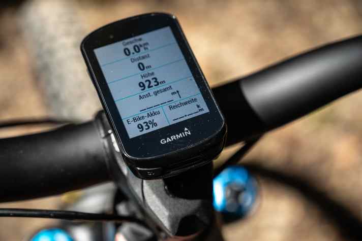 The RS system can be easily connected to Garmin-style bike computers. Here, the remaining battery capacity is displayed directly as a percentage. The "Orbea RS Toolbox" app, which is available for Garmin devices, offers even more options.