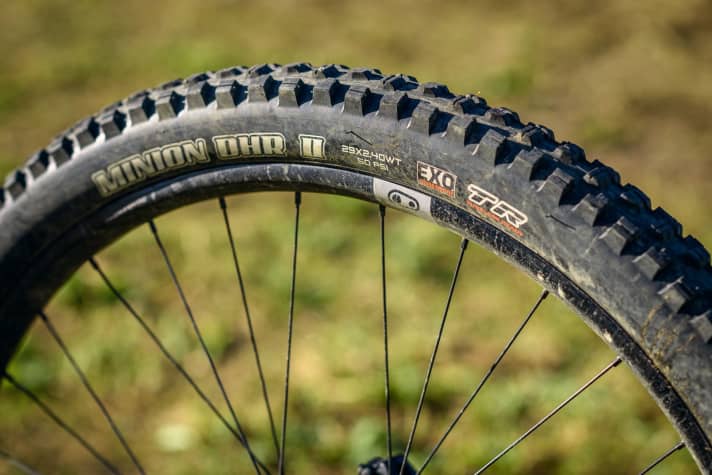 A lazy compromise: The thin dual-compound Exo tyres reduce the weight but lack puncture protection and grip.