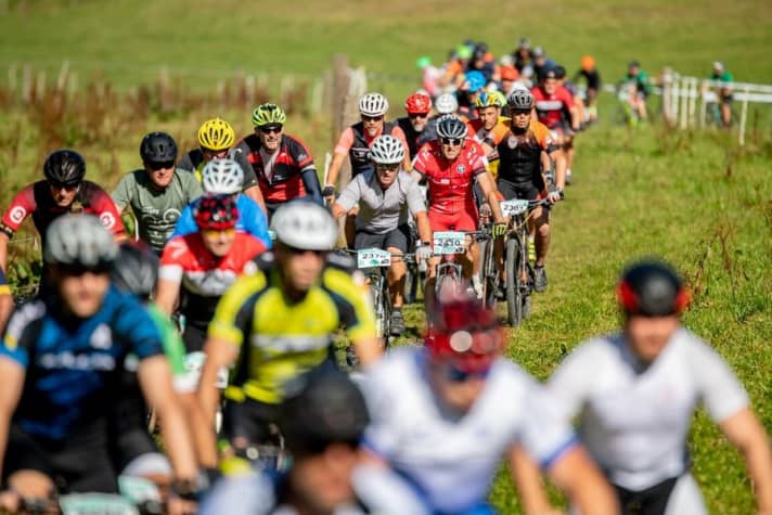 Low mountain marathons, such as the Alb Gold Trophy here, attract a large field of riders.