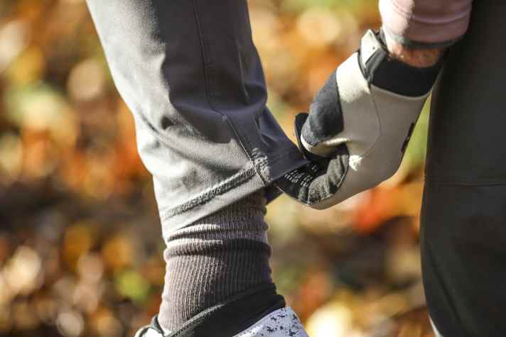 The Trailfinder Pants don't have any stretch or a zip on the legs, but the fit is still OK but could be a little tighter.
