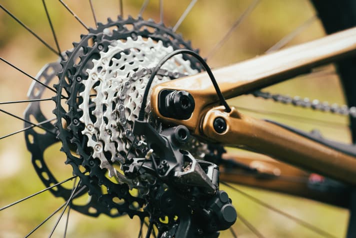 The flip chip on the rear wheel axle changes the chainstay length by ten millimetres.