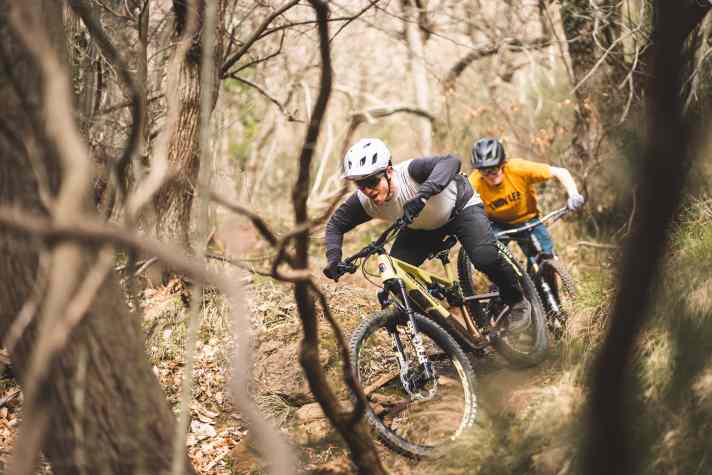 Guest tester and bike guide Mario Presi takes the Rocky Mountain Instinct C70 over the Revenant Trail in Finale Ligure.