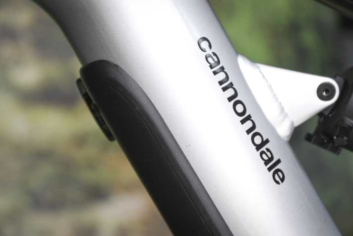 Akku-Cover mit gut schließender, klapperfreier Gummilippe am Cannondale Moterra 3 - das ist gut gelöst.