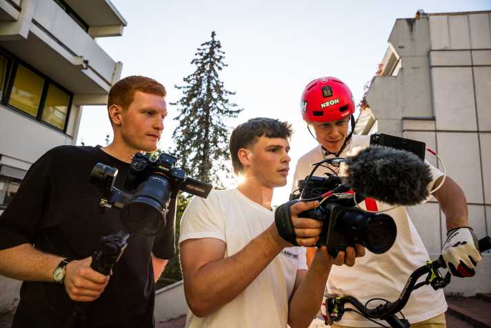 Cut Media as a team behind the cam during the shoot with Gabriel Wibmer