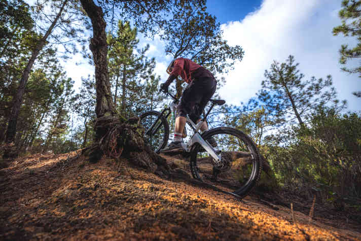 Accelerate dynamically and hop! Up on the step. With the lively Bosch SX motor, the E-Cygnus is a lot of fun on technical uphills.