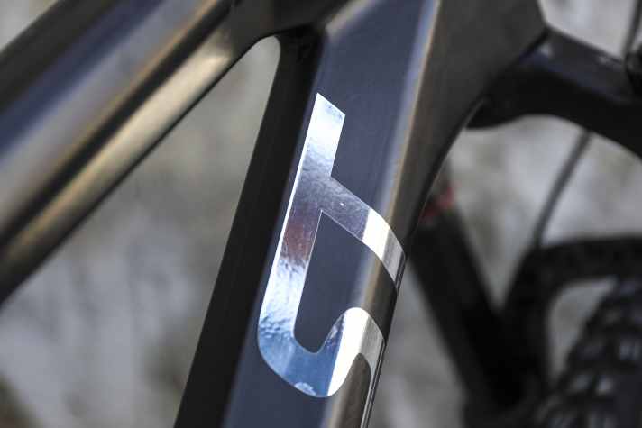 Dispensing with paint saves a few grams. The decals of the Last Asco are only glued on in this design. The finish of the carbon frame: a dream.