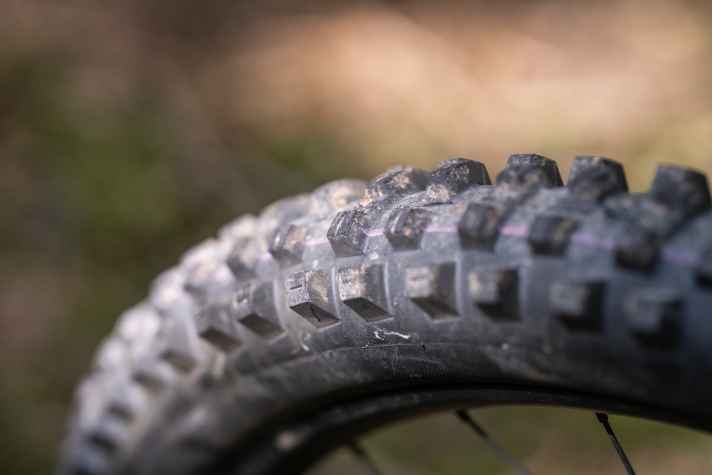 No longer normal: the thumb-thick lugs of the Shredda grip soft ground brutally, but ride spongily on hardpack.