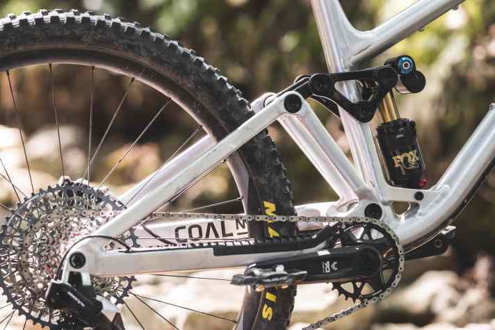 The Last Coal Enduro can be converted into an all-mountain bike or ridden with a different wheel size by swapping the rocker link.