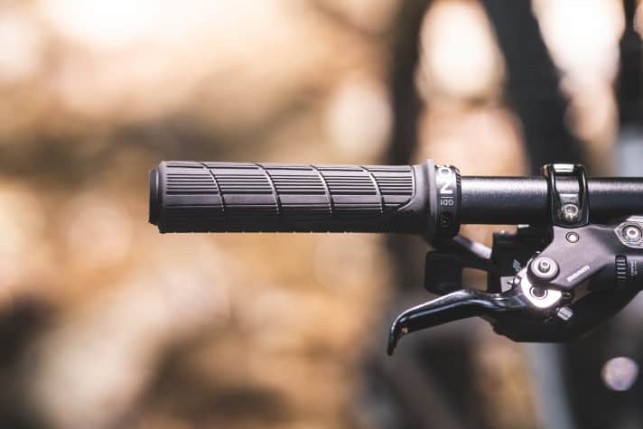 Unser Last Coal Testbike ist durchgehend wertig ausgestattet. Die dicken Ergon-Griffe liegen gut in der Hand und schonen die Hände auf ruppigen Bikepark-Pisten.