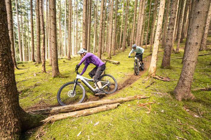 The bike remains lively on flat terrain without lacking confidence on rough trails. However, both have their limits.