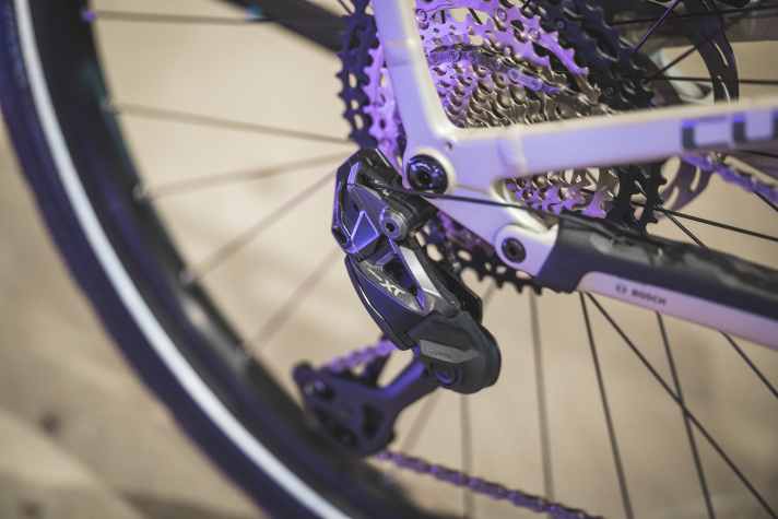 Bling-bling: The new XT Di2 groupset in the top-of-the-range model.