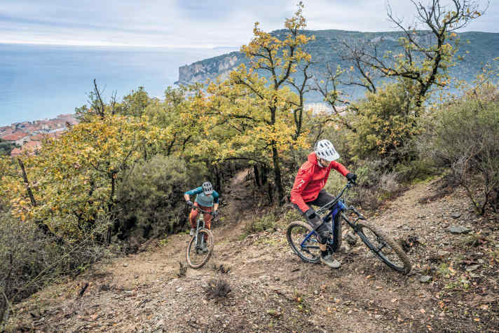 The Ligurian coast is also very entertaining to ride in other directions on an e-MTB.