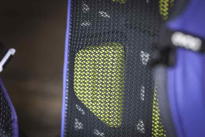 Wide channels between the thick foam cushions are designed to allow air to circulate around the back.