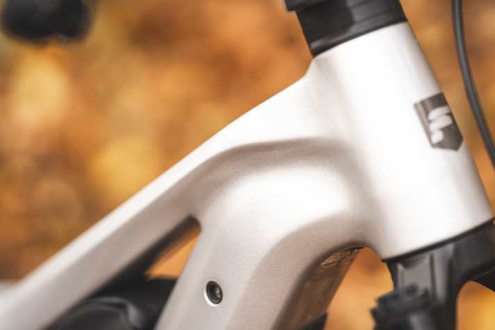 Die Schweißnähte sind am Hauptrahmen schick verschliffen. Carbon-Optik am Alu-Chassis.