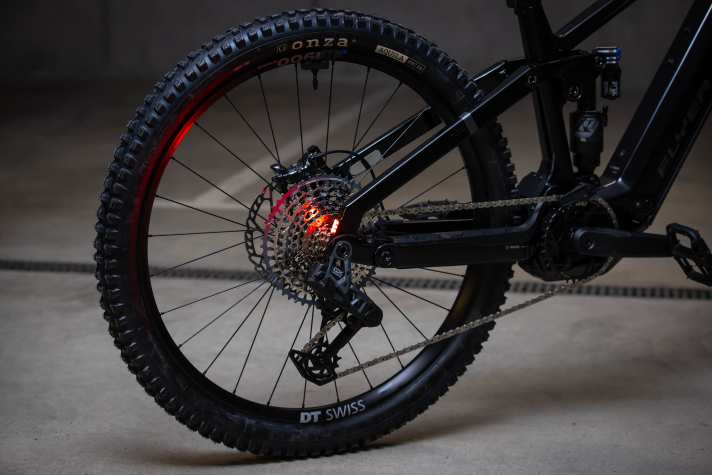 A rear light is integrated into the seat stays - slim and inconspicuous, but bright enough for added safety if the tour takes longer.