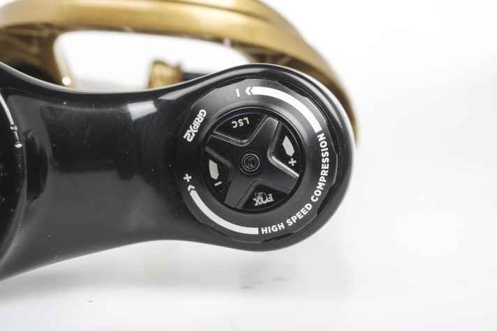 The Fox 38 uses the downhill-orientated Grip X2 damping.
