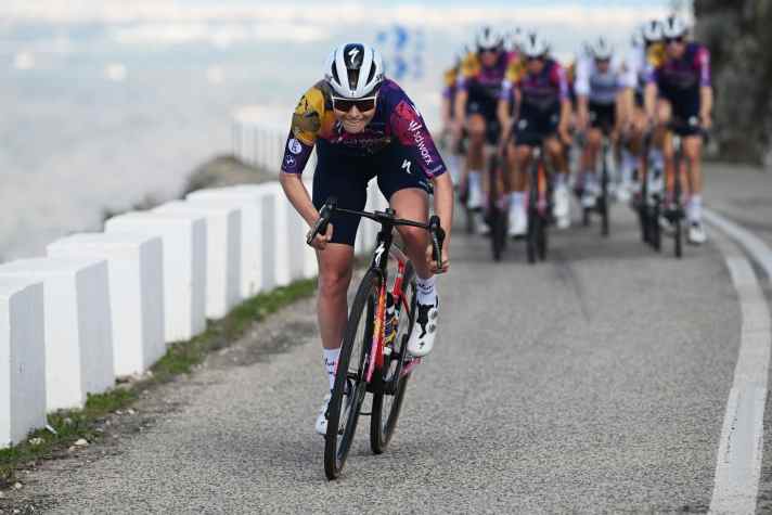 Mountain biker Laura Stigger on her racing bike