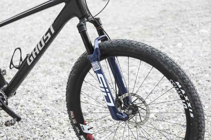 The head tube of the Ghost Lector HT World Cup 30 houses a Rockshox SID Ultimate suspension fork. It should offer 110 millimetres of travel in sizes XS to M and 120 millimetres in sizes L and XL.