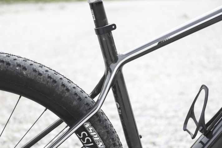 The steeply sloping seat stays are a unique visual feature of the new Ghost hardtail.