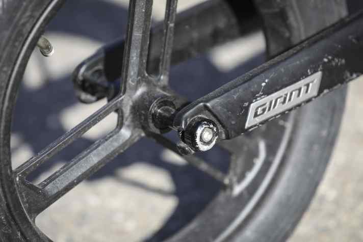 Rampaged: After several months of testing, the Giant Pre rCarbon shows clear signs of wear - inevitable in the hands of a child!