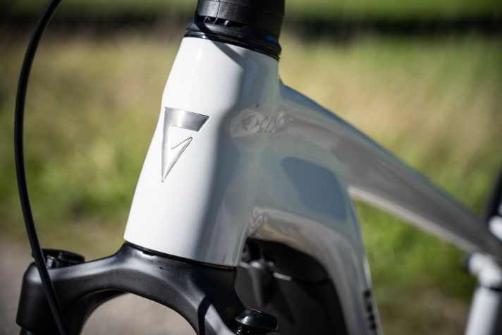 Das Logo ist als Frästeil ins Oberrohr eingelassen. Die Schweißnähte sind schick verschliffen.