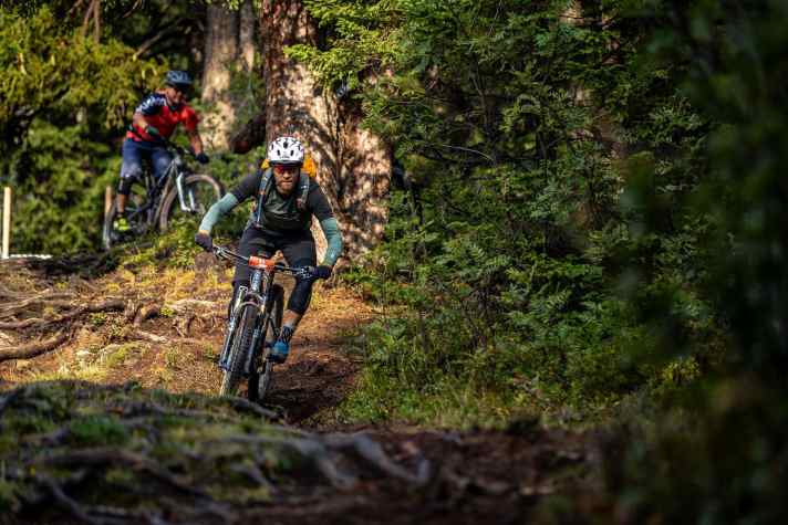 Not just dusty high mountain trails: in Lenzerheide, beautifully rooted sections in the forest also await you in the direction of the valley.