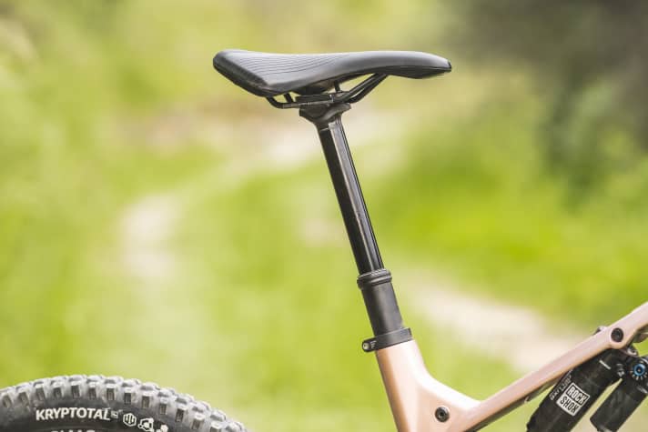 150 mm travel on the dropper post - that's (too) little for a size L bike!