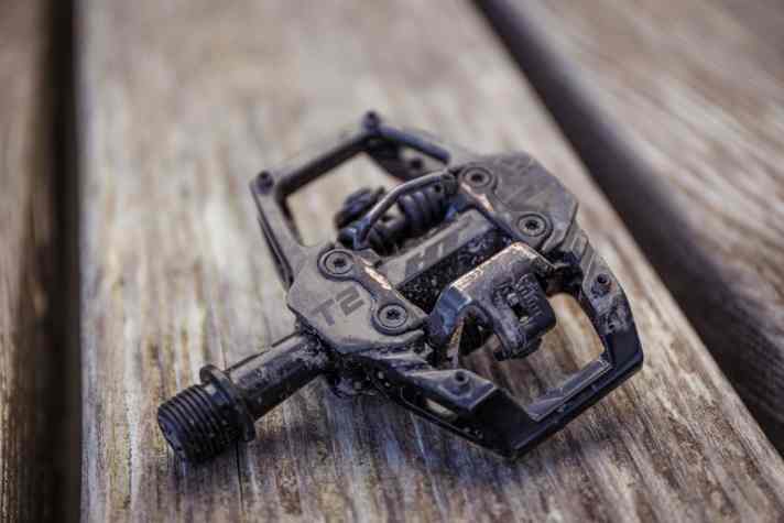 The HT T2 is a pleasantly light alternative to the standard SPD trail pedals, but relies on its own cleat mechanism.