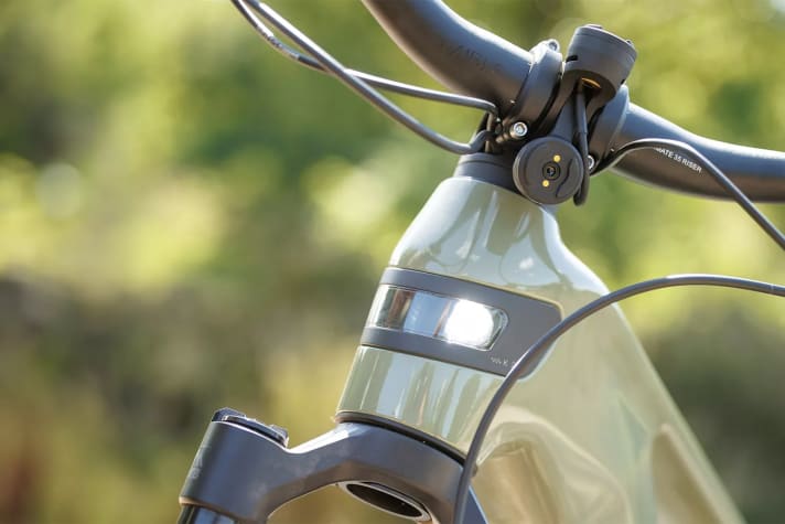 The MonkeyLink cornering light sits in the head tube and steers with you.