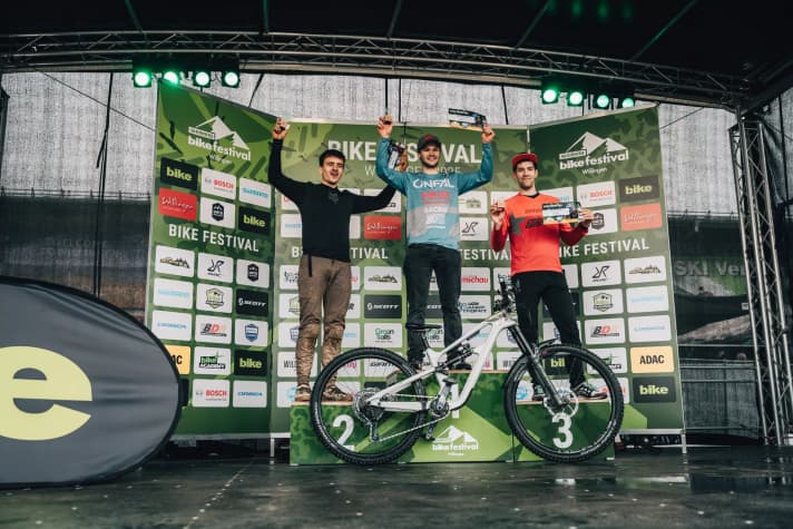 The winners of the Scott Enduro on the podium.
