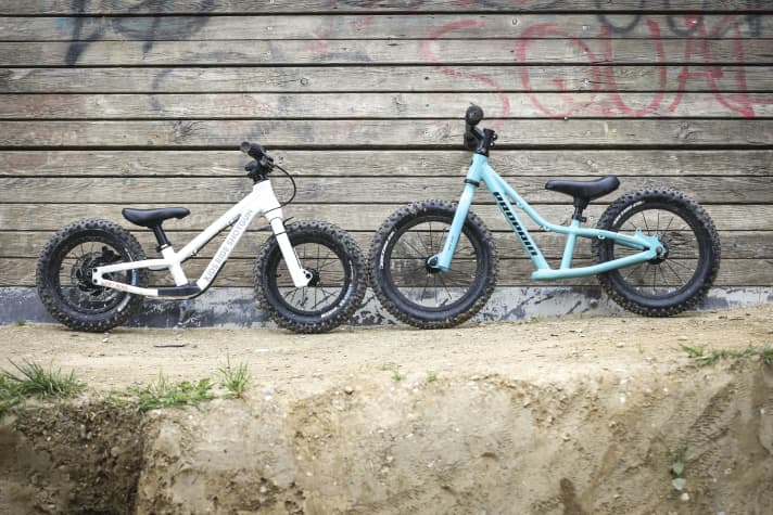 Head to head: the Kids Ride Shotgun wheel and the Propain wheel.