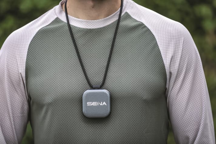 In addition to the magnetic holder on a cord, Sena also offers a wristband solution for the Talkie.