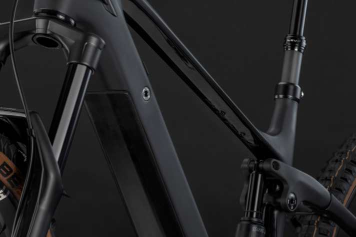 The continuous bolt at the upper end of the battery can be loosened with a 6 mm Allen key. The battery then folds forwards out of the down tube in the classic manner.