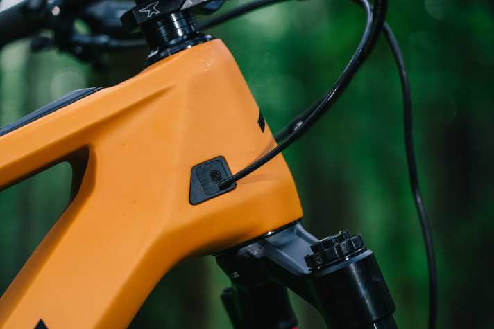 Die Züge laufen am neuen Transition Regulator klassisch hinterm Steuerrohr ins Rahmeninnere.