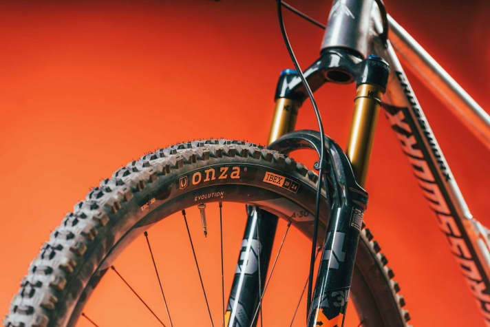 Good choice: The Onza tyre combination won our last tyre test. However, the puncture protection should be better on an all-mountain bike.