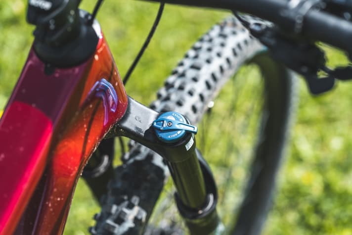 The Fox Performance suspension elements of the affordable Canyon full-suspension bike offer solid performance, but don't exude much glamour.
