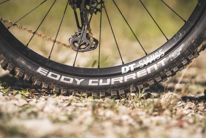 Eddy Current ist der E-MTB-Spezialreifen von Schwalbe. Griffig, extrem pannensicher, super langlebig – aber auch verdammt schwer!