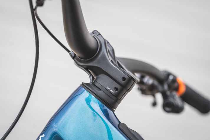 Die Steuersatz-Lagerschalen sind drehbar, so kann der Lenkwinkel um 0,6 Grad abgeflacht werden.