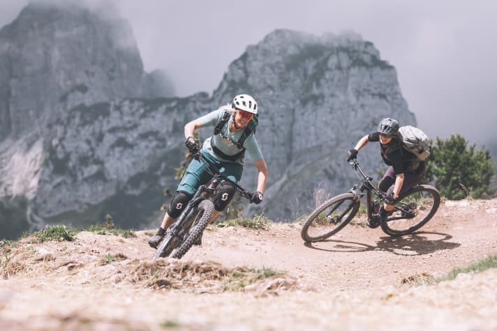 Swept trails in front of the Brenta panorama.